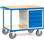 Fetra 2474. Heavy workshop cart. 600 kg, platform size 1050x700 mm, with 4 drawers and 2 shelves