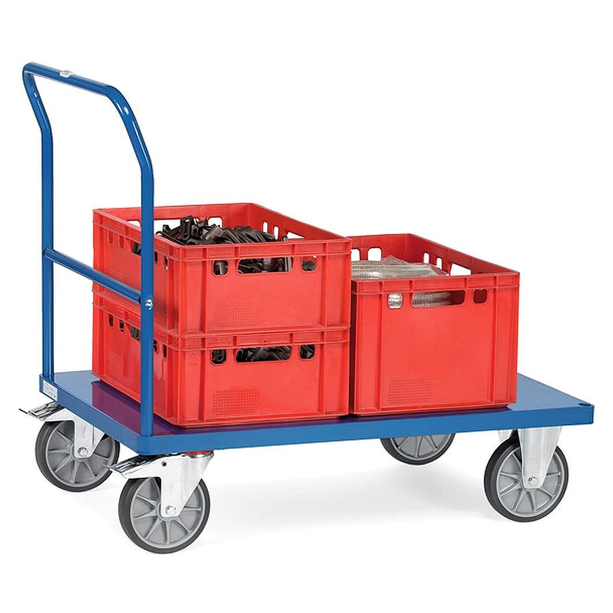 Push-Handle Trolley 850 x 500 mm 500kg with flush sheet-steel platforms - Fetra 2500B