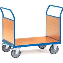 Fetra 2520. Double open sided platform carts. up to 600 kg, panelled end made of derived timber material boards
