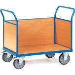 Fetra 2530. Open sided platform carts. up to 600 kg, panelled ends and panelled sides made of derived timber material boards