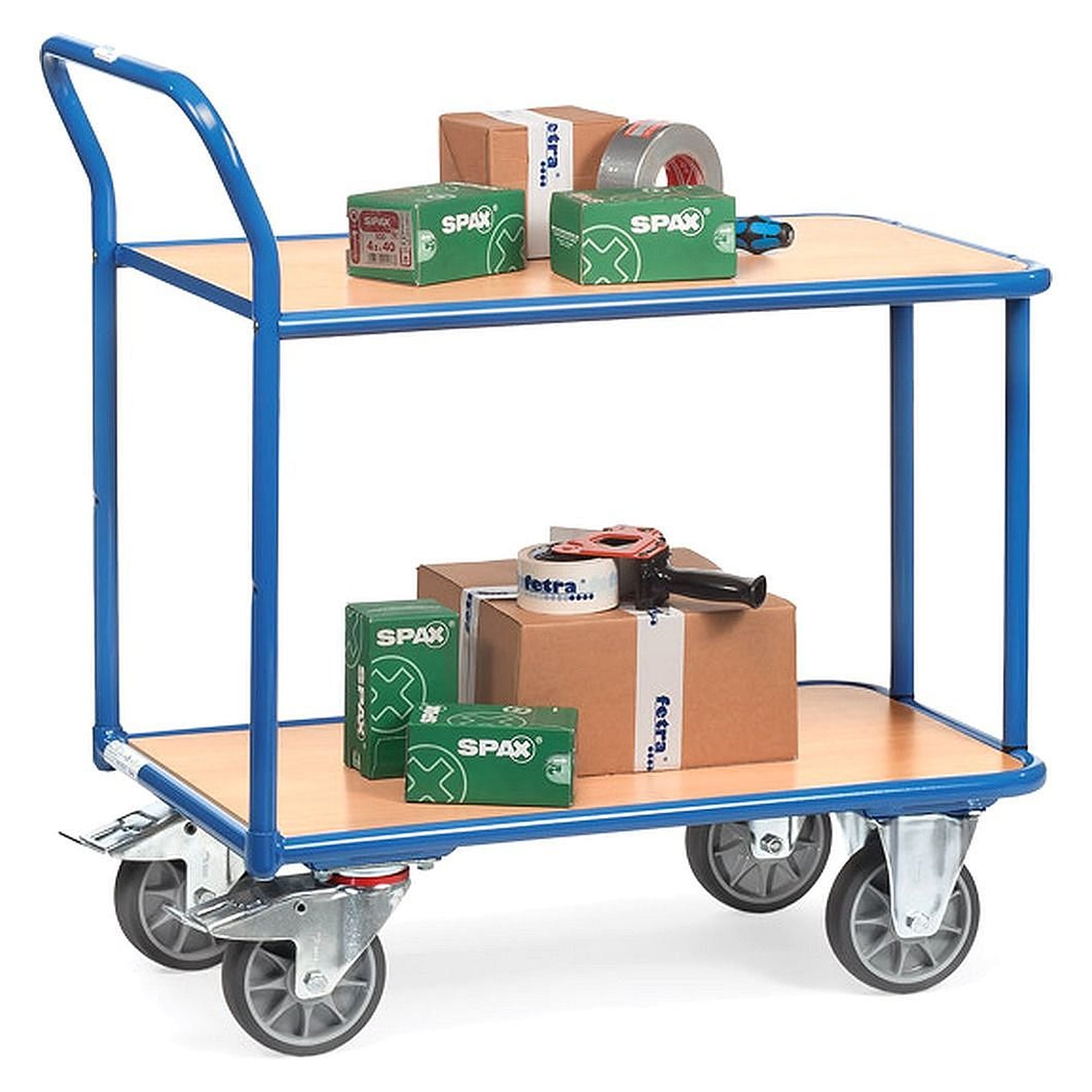 Chariot de table à 2 plateaux 850 x 500 mm, charge 400 kg - Fetra 2600