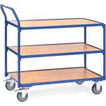 Fetra 2750. Light table top carts. 300 kg, 3 shelves, high push bar