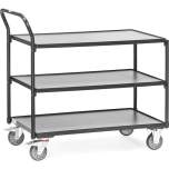 Fetra 2752/7016. Light table top carts Grey Edition. 300 kg, 3 shelves, high push bar