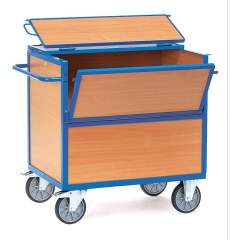 Fetra 2852. Wooden box carts. 600 kg, with tubular steel superstructure, with cover