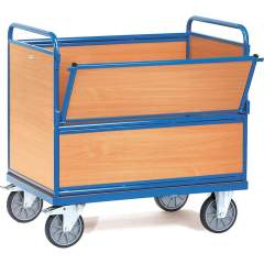 Fetra 2872. Wooden box carts. 600 kg, with tubular steel superstructure