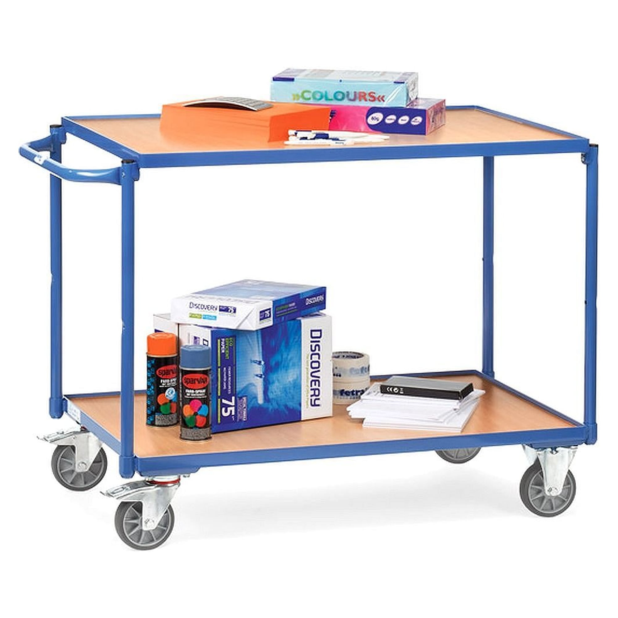 Chariot plateau 2 plateaux surface 850 x 500 mm TPE 120 kg/plateau - Fetra 2940