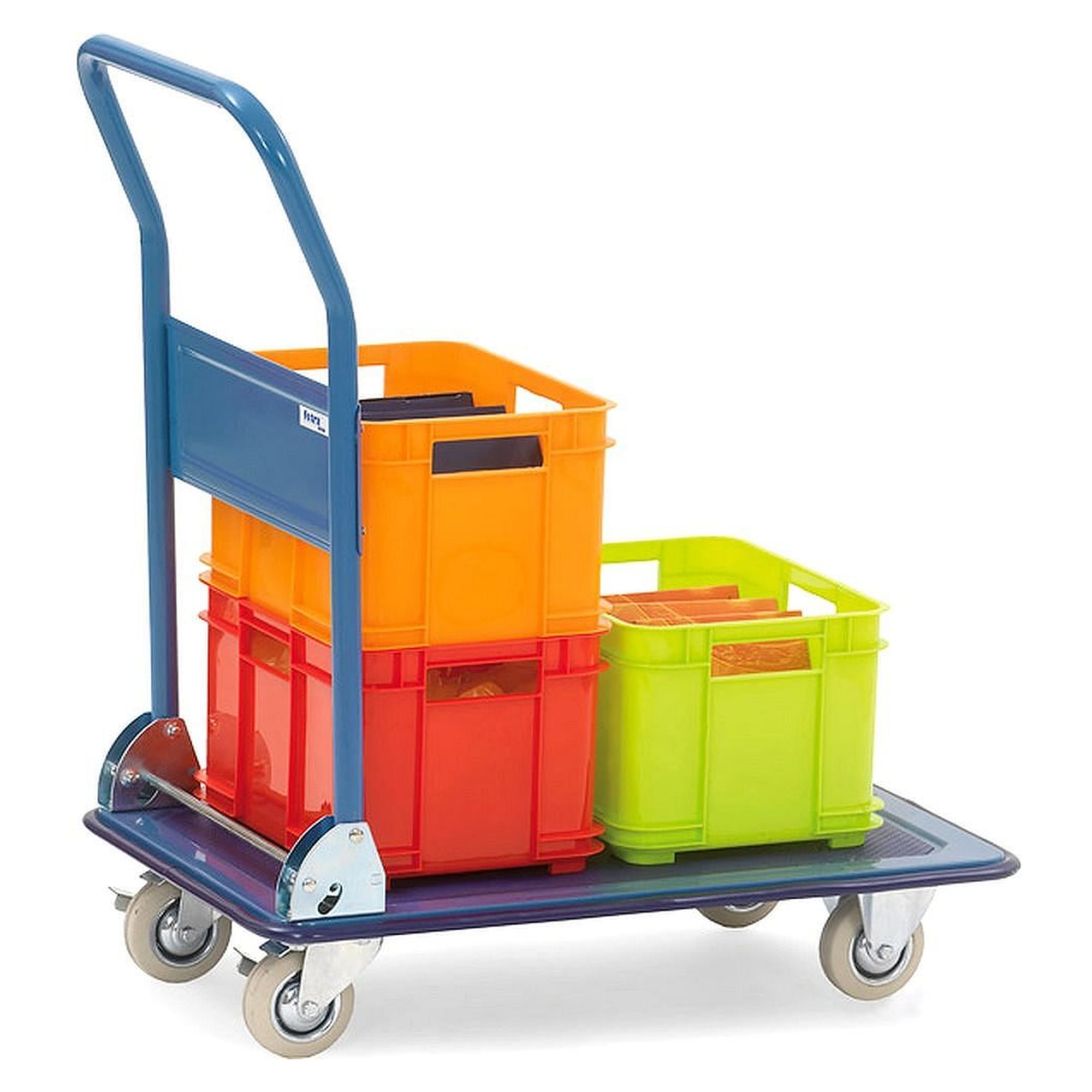 All-Steel Folding Trolley Platform 910 x 610 mm Solid Rubber - Fetra 3101