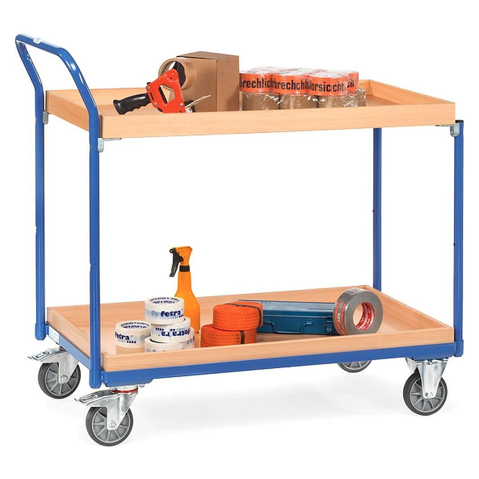 Tischwagen 2 Etagen Ladefläche 1000 x 600 mm, TPE-Bereifung - Fetra 3762