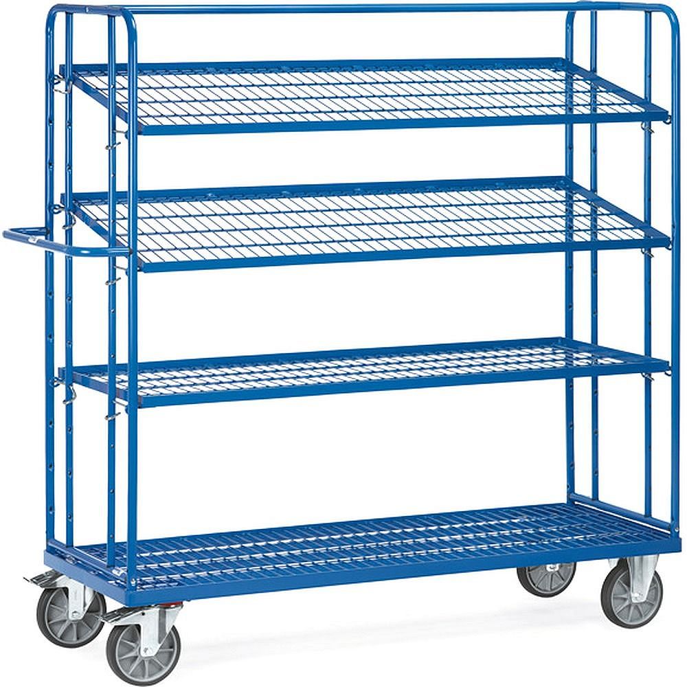Fetra 4496. Shelved trolley with shelves. 500 kg, with 3 detachable shelves with welded wire  lattice, height 1800 mm