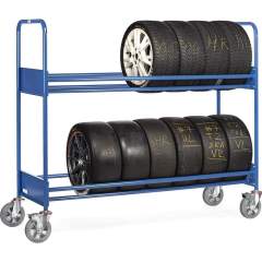 Fetra 4588. Tyre trolleys. 500 kg, with 2 platforms, with blue-grey elastic tyres, reinforced version