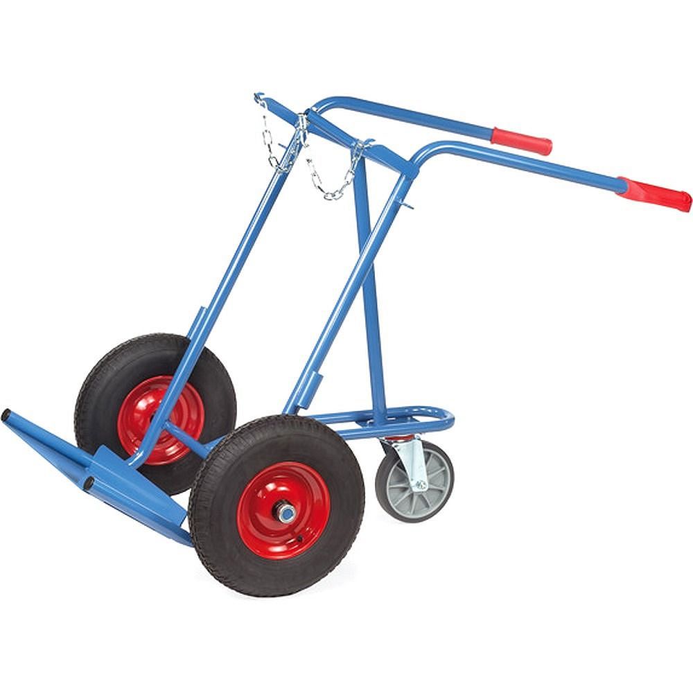 Fetra 51021. Steel bottle trolley. 150 kg, height 1300 mm, width 830 mm, with 1 additional supporting castor wheel