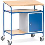 Fetra 5838. Rolling desks. 100 kg, platform size 1000x600 mm, with wirting surface and steel cupboard