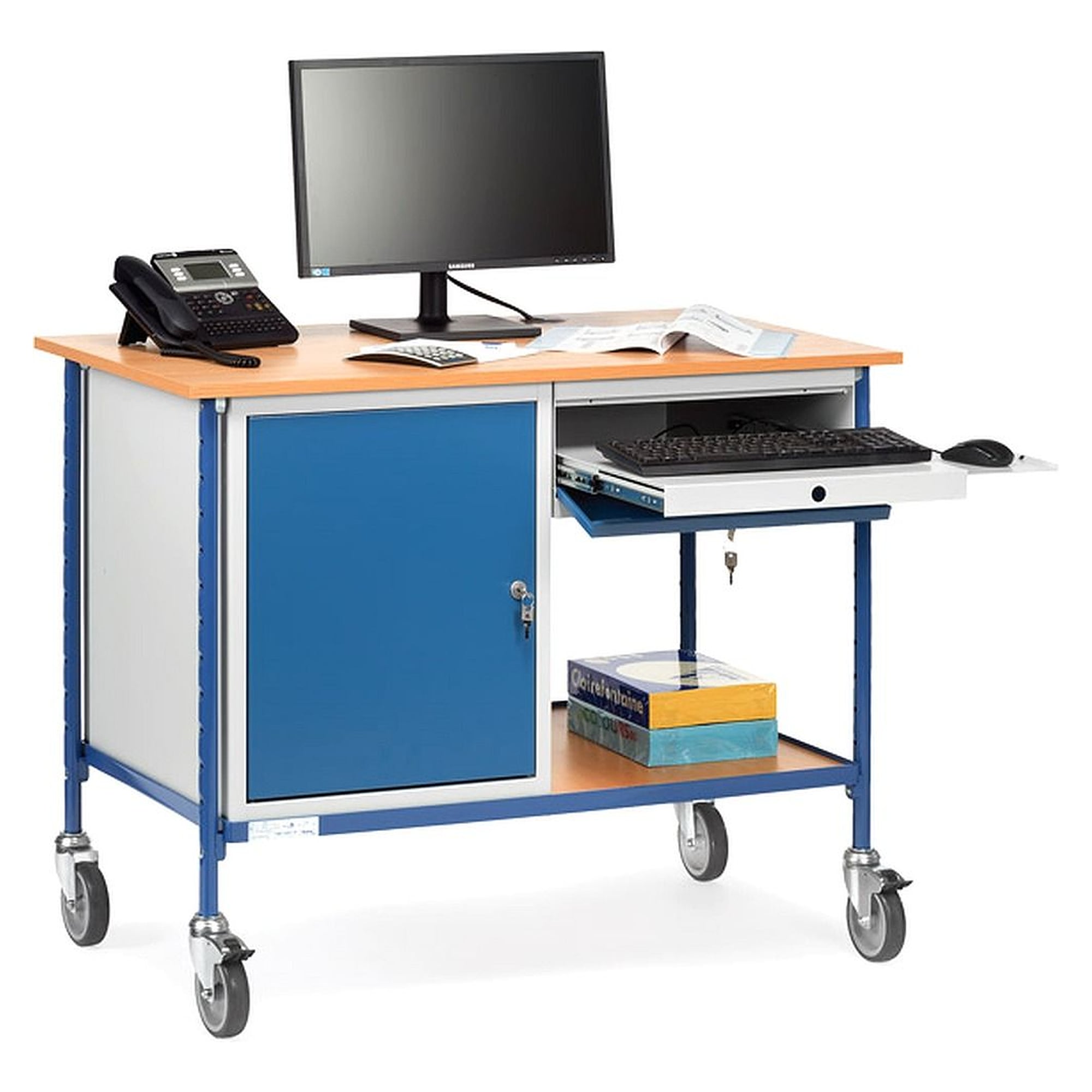 Table roulante mobile 2 étages 150 kg - Fetra 5866