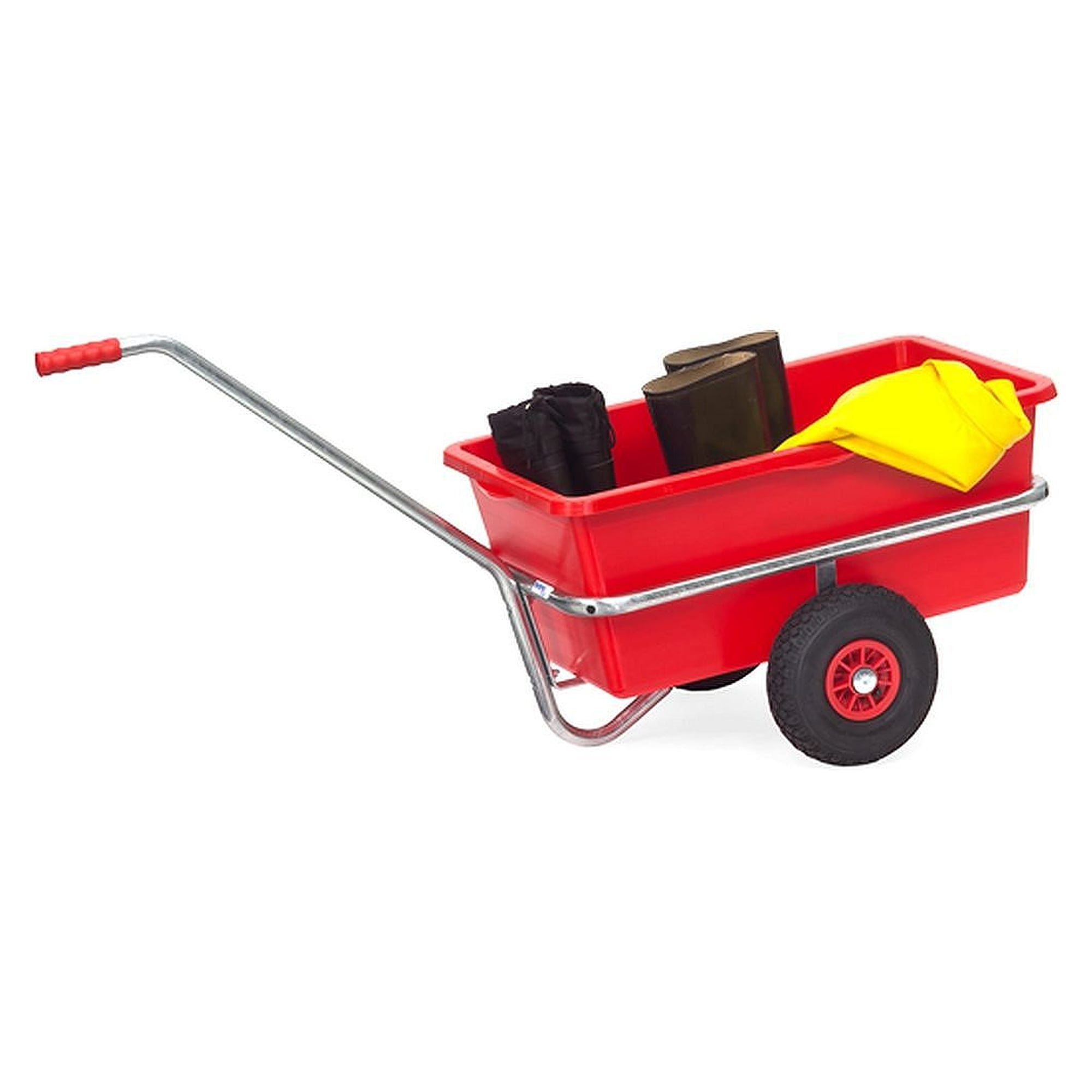 Chariot à main avec bac plastique 90 litres 200 kg roues pleines en caoutchouc - Fetra 6101V