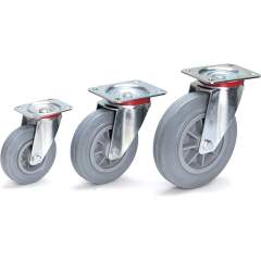 Fetra 71103. Castor wheel. Blue-grey solid rubber tyres, non-marking (trackless)