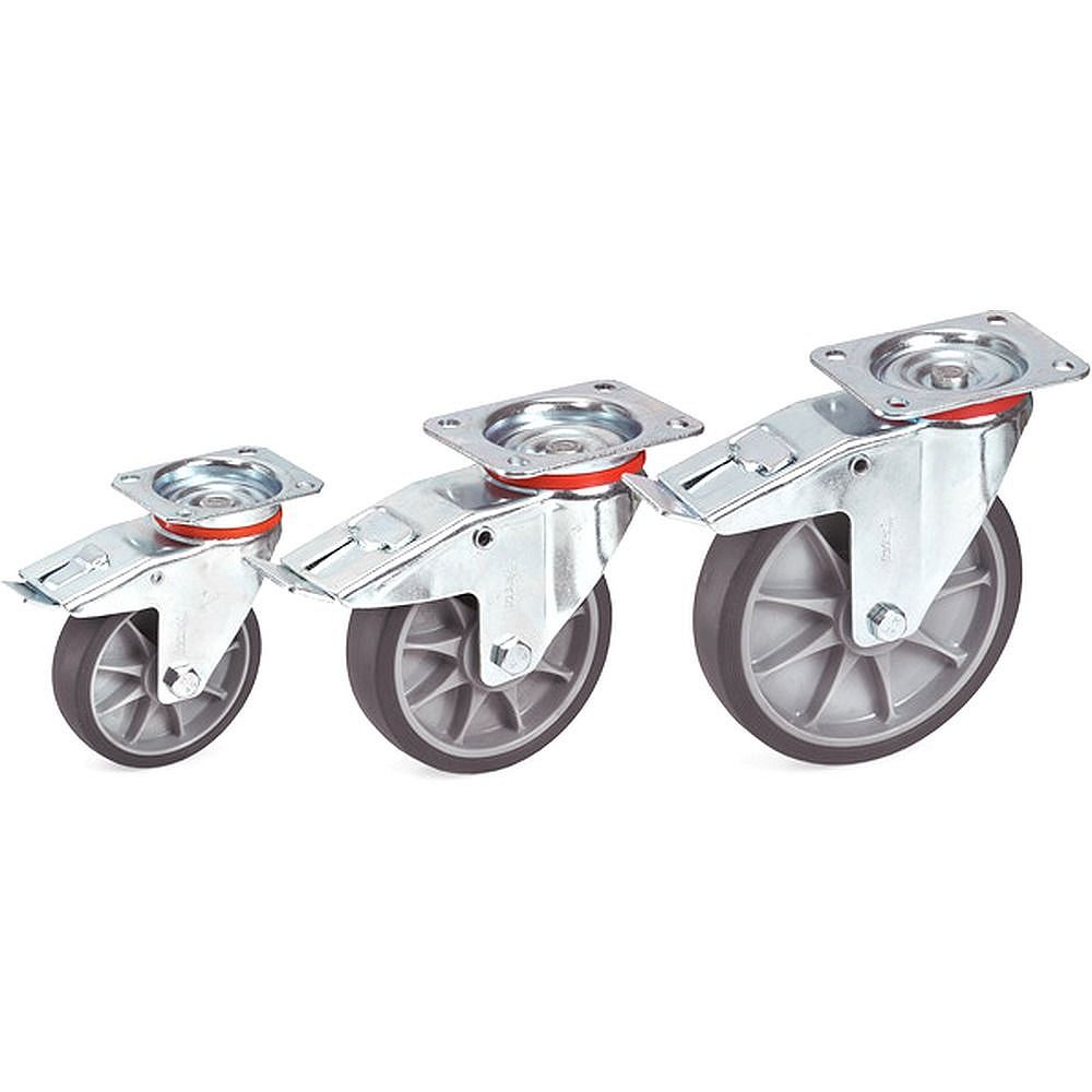 Fetra 71612. Castor wheels with locks. Wheels with TPE-tyres (thermoplastic elastomer)