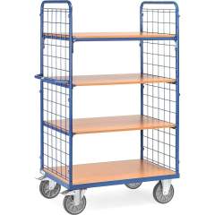 Fetra 8411. Shelved trolley with shelves. 600 kg, 4 shelves and 2 panels made of wire  lattice