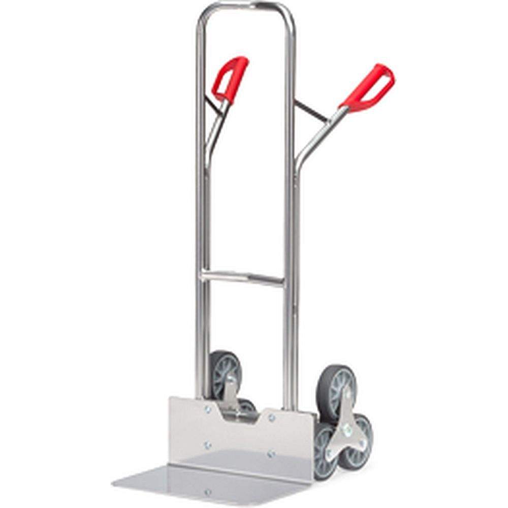 Fetra AK1326. Aluminium stairway trucks. 200 kg, height 1300 mm, with 2 three-armed wheel spiders, large blade