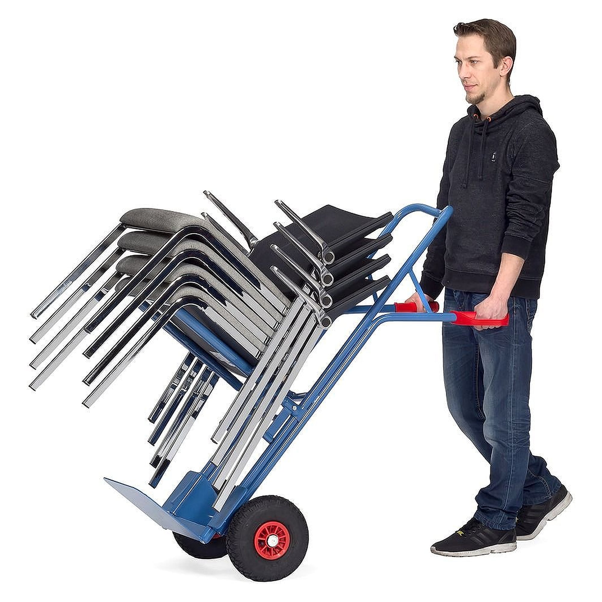 Stuhlkarre für gestapelte Stühle 70 kg, Vollgummiräder 260 x 56 mm - Fetra B1345V
