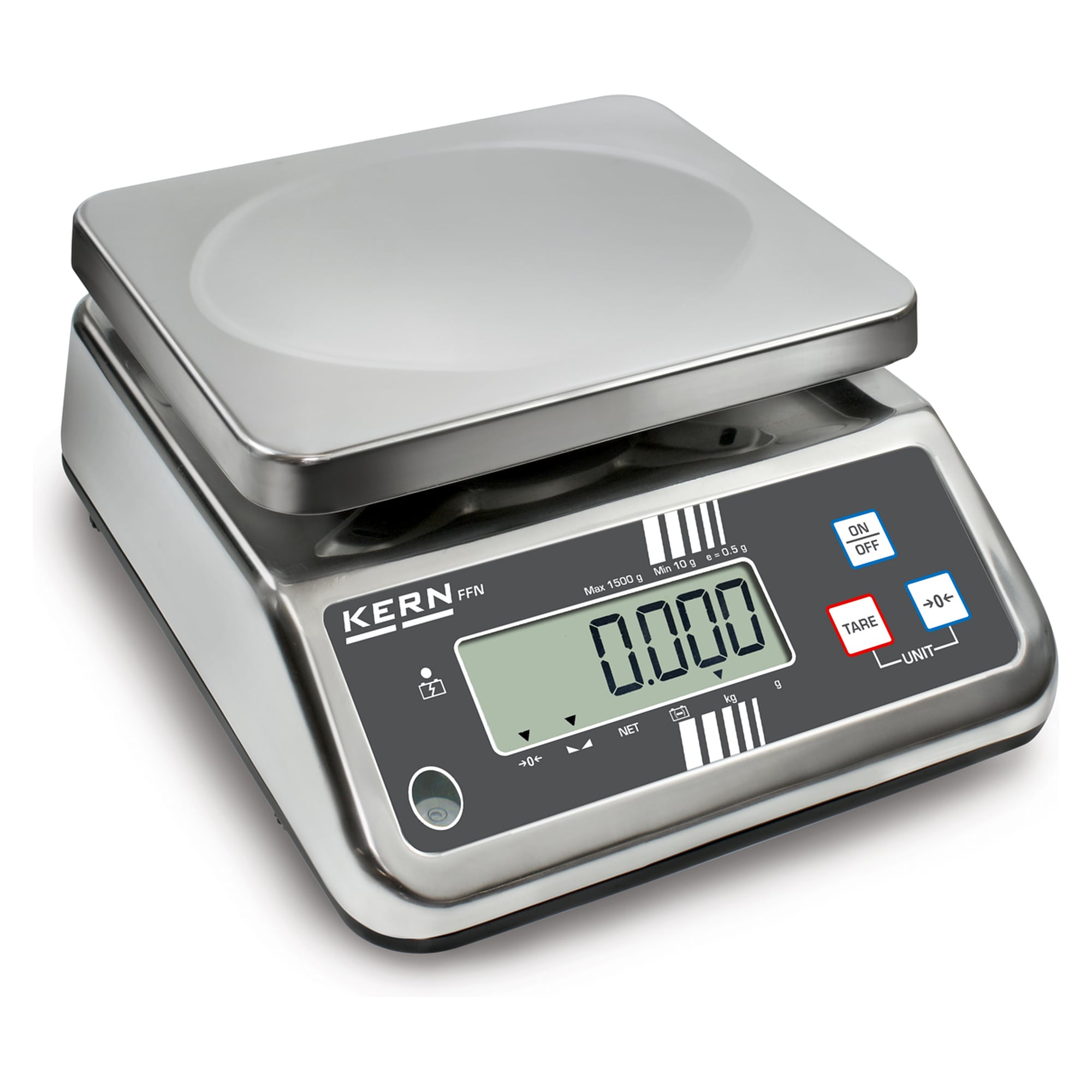 IP-geschützte Tischwaage 3 kg Ablesbarkeit 0,0005 kg - KERN FFN 3K0.5IPN
