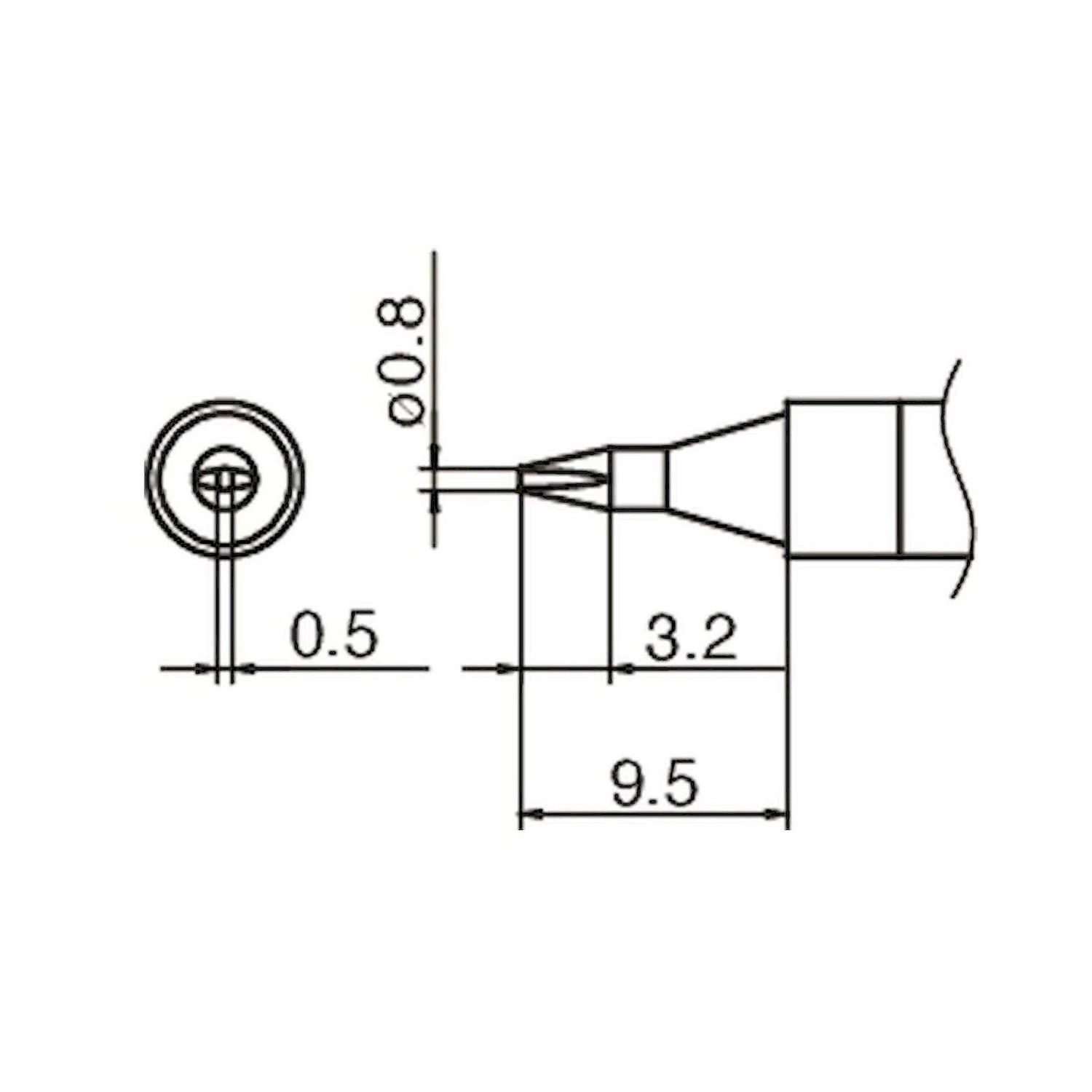 Hakko T36-D08. Lötspitze Format 0.8D für IoT Lötkolben FN 1101/FN 1102 (Düse A - B 5233) 