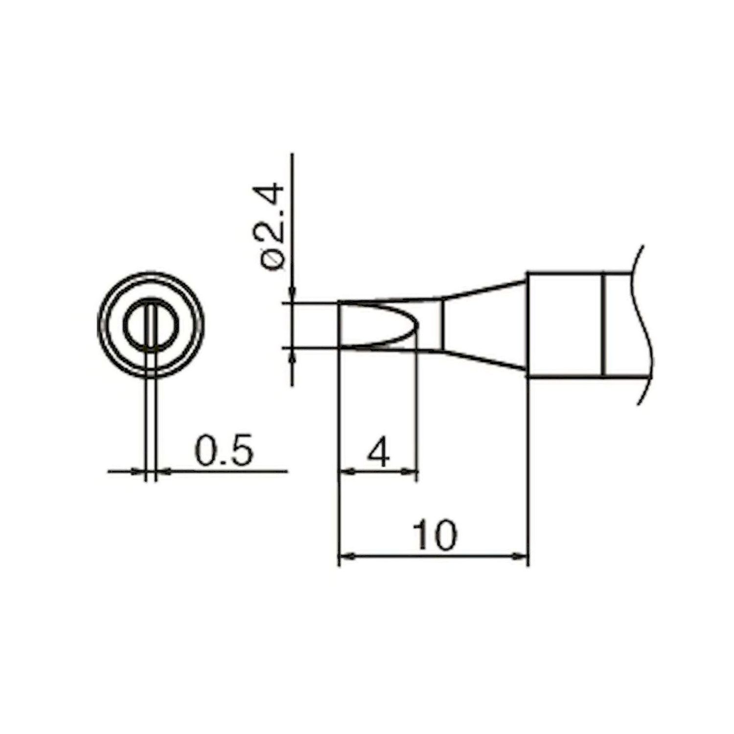 Hakko T36-D24. Lötspitze Format 2.4D für IoT Lötkolben FN 1101/FN 1102 (Düse A - B 5233) 
