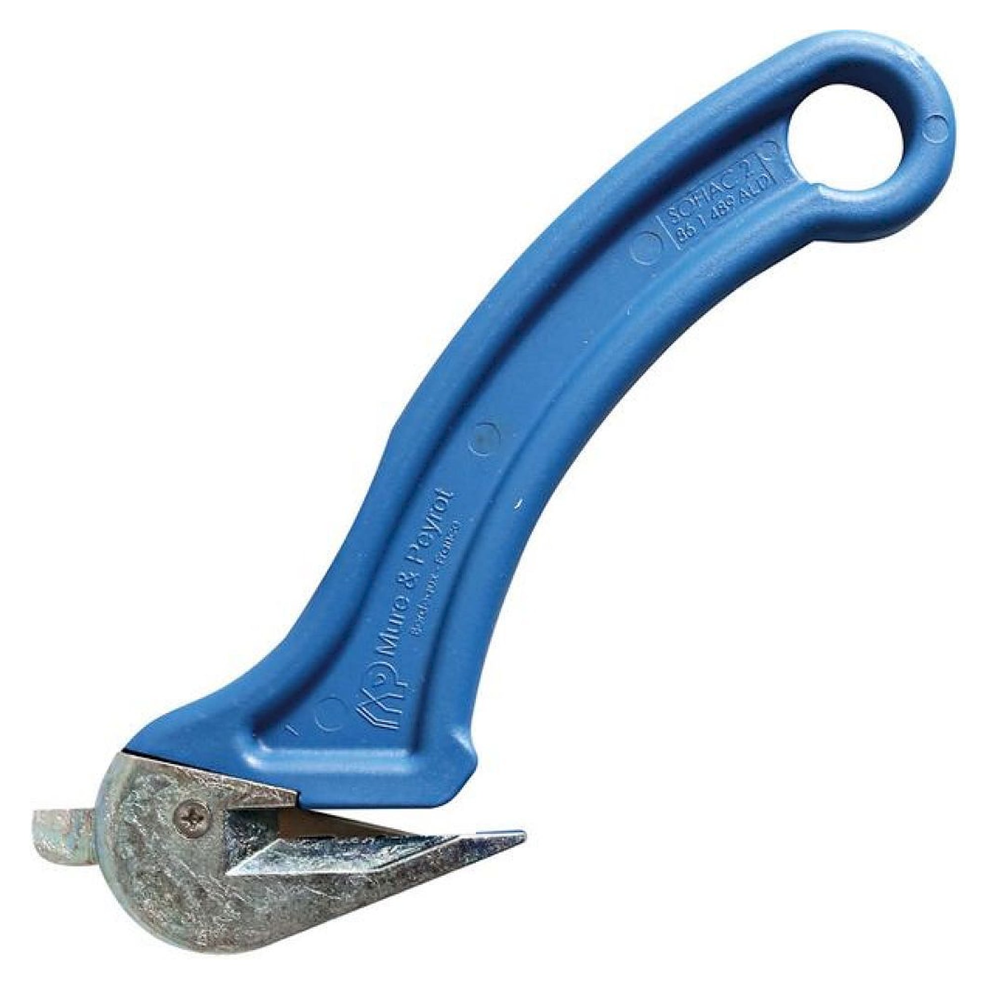 Franz Mensch 85471. Safety knife, detectable, for adhesive tapes, metal spurs of chrome-plated aluminium, blue
