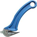 Franz Mensch 85471. Safety knife, detectable, for adhesive tapes, metal spurs of chrome-plated aluminium, blue