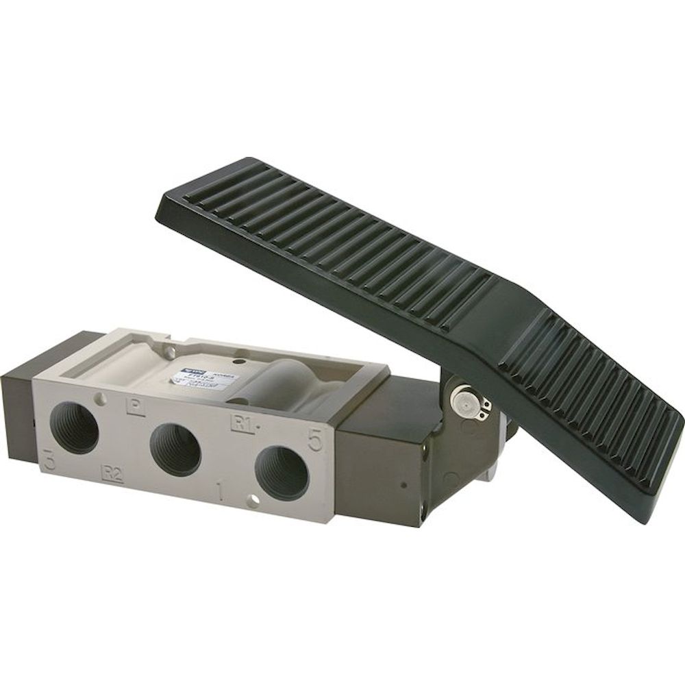 YPC FT650D. 5/3-Wege (Mittelstellung belüftet)-Fußventil, G 1/2", Raste