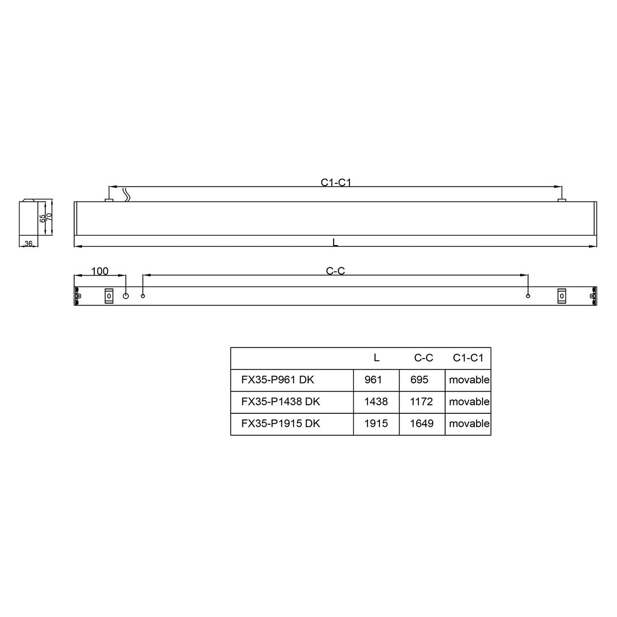 Glamox FX35-P1915 LED luminaire, 5600 lm, 4000 K, switchable