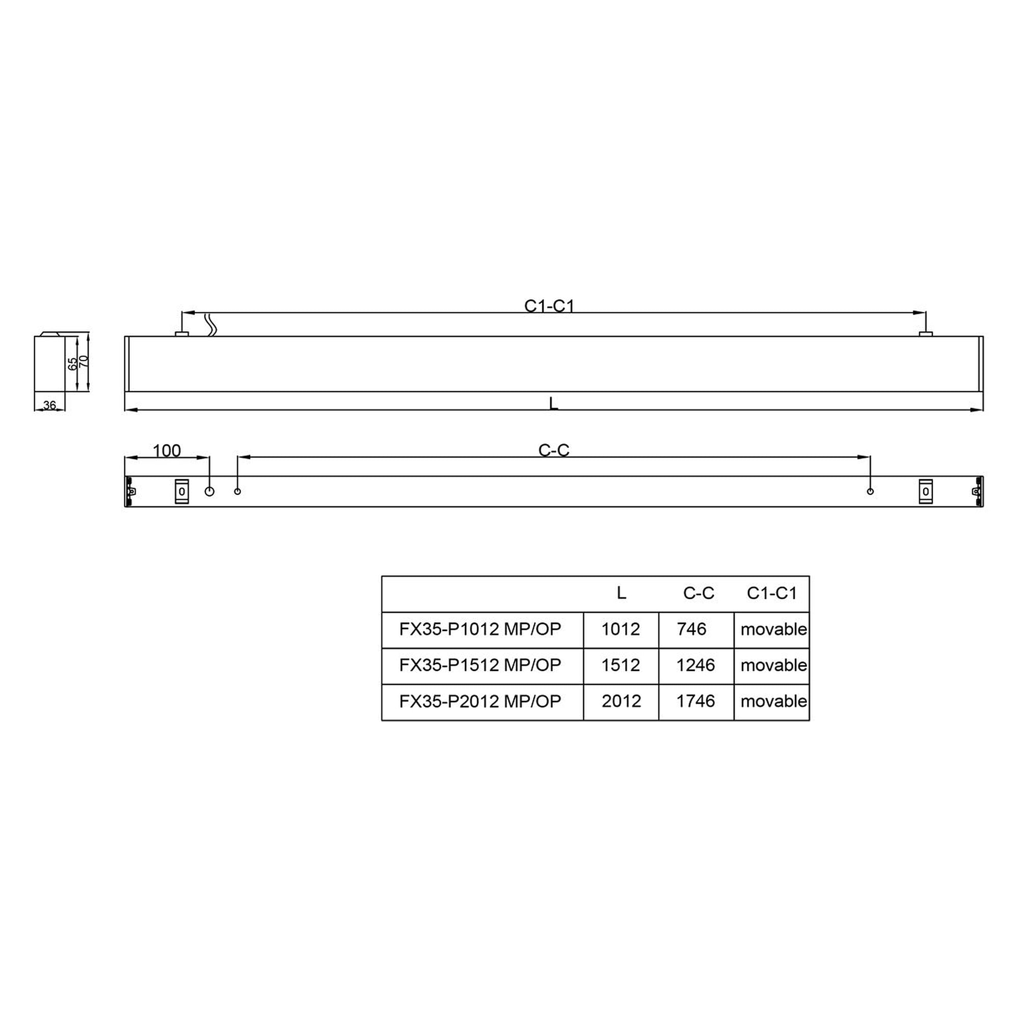 Glamox FX35-P1012 LED luminaire, 1500 lm, 4000 K, DALI dimmable