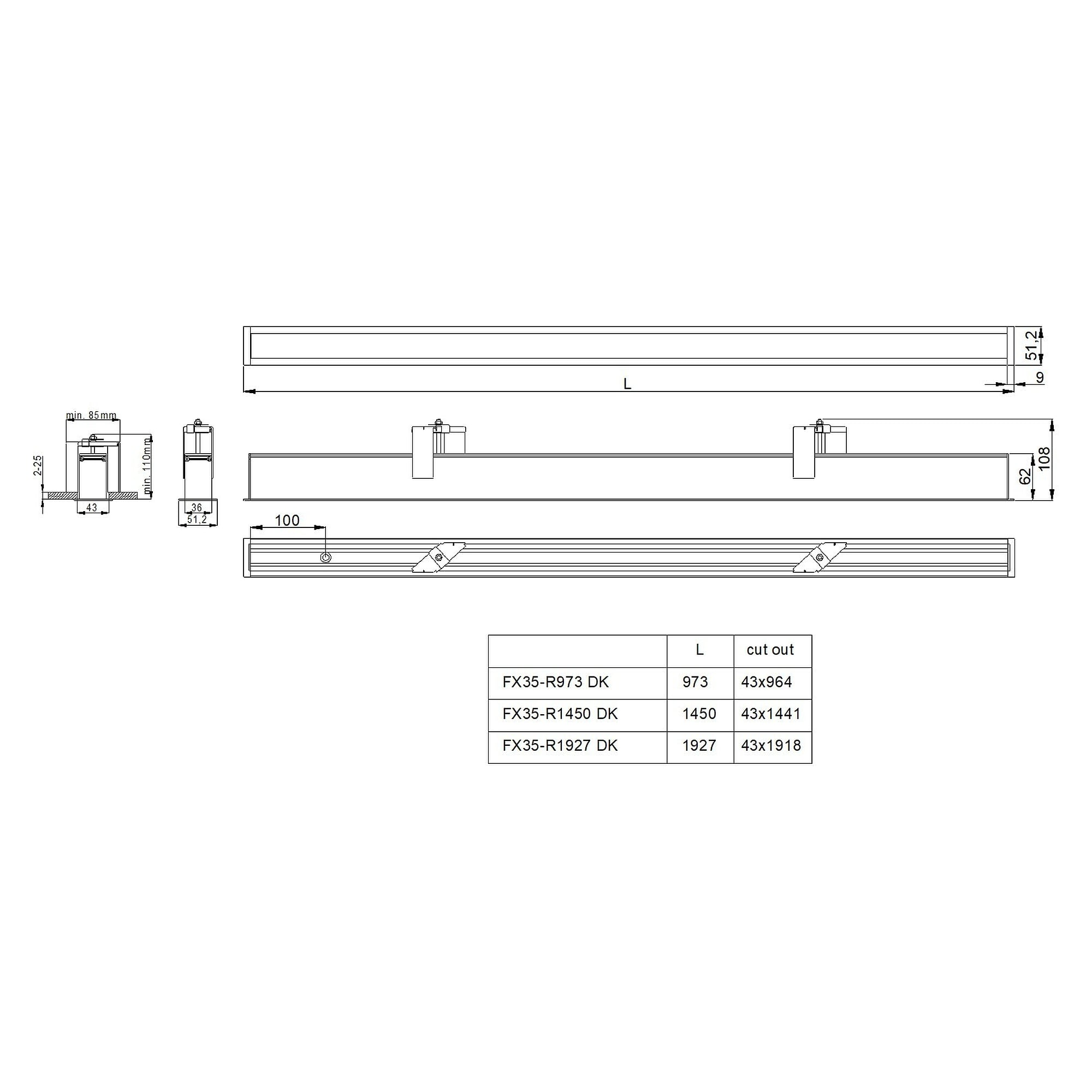 Glamox FX35-R973 luminaire encastré, 1400 lm, 4000 K, à gradation DALI