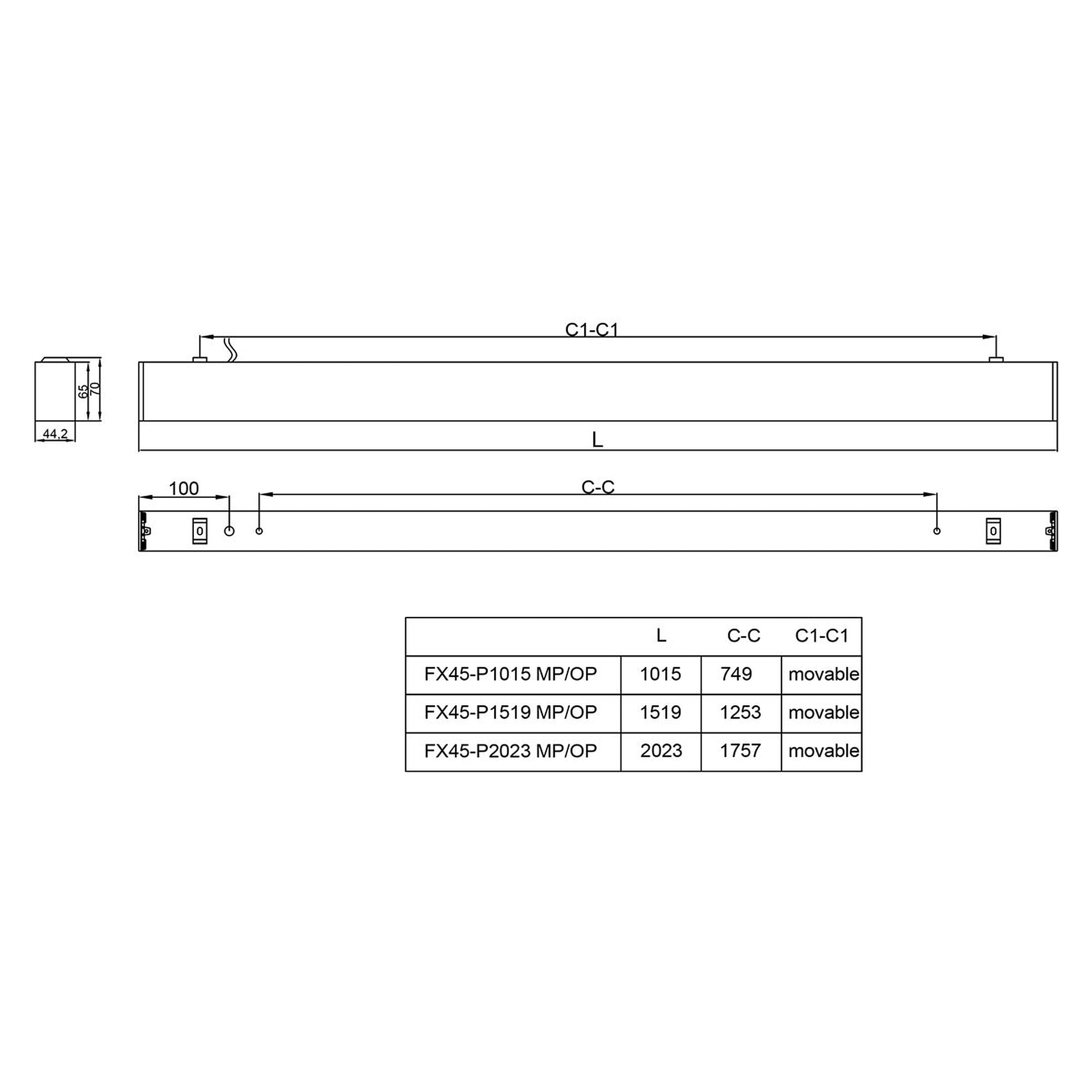 Glamox FX45-P1015 LED luminaire, 2000 lm, 4000 K, DALI dimmable