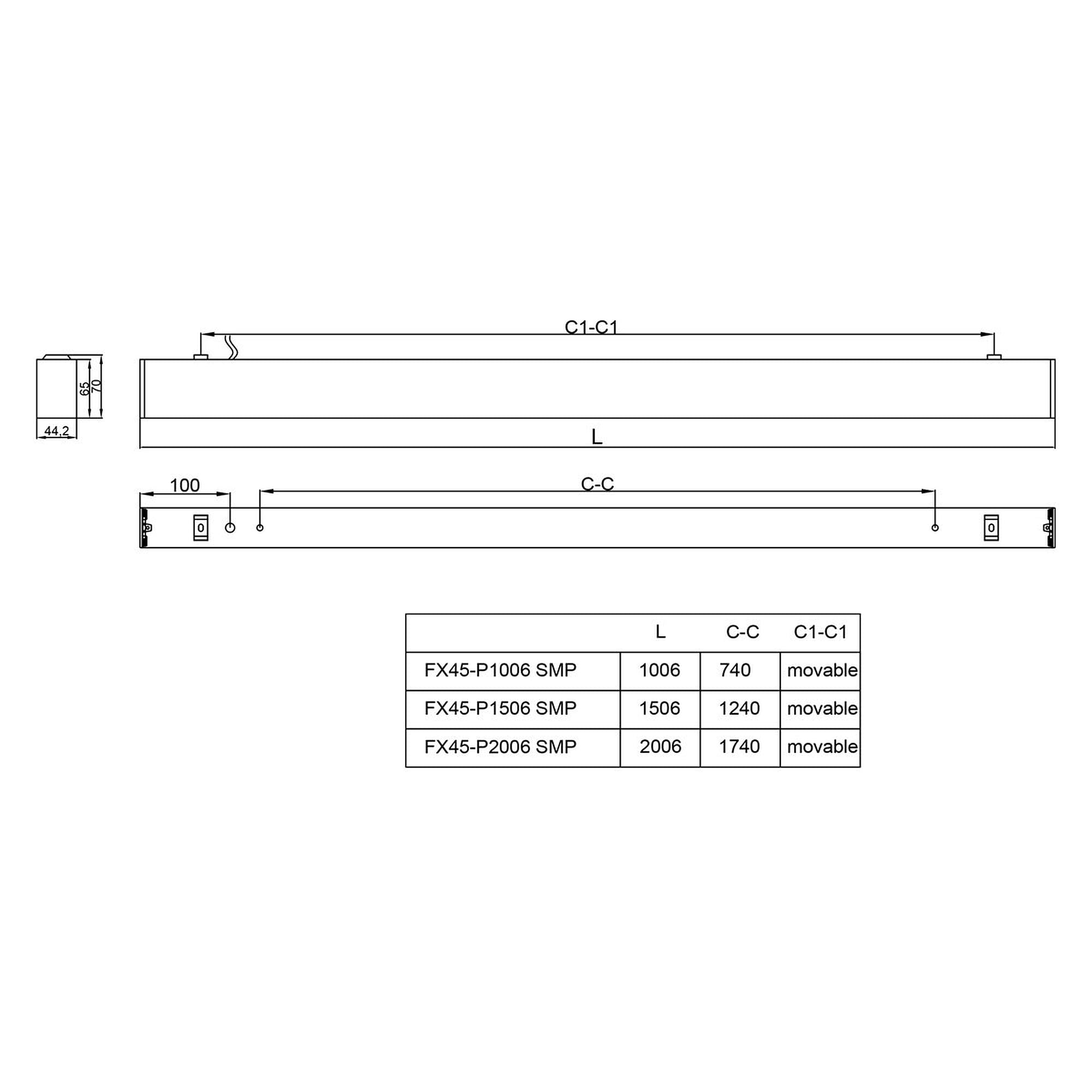 Glamox FX45-P1006 LED luminaire, 2500 lm, 4000 K, switchable