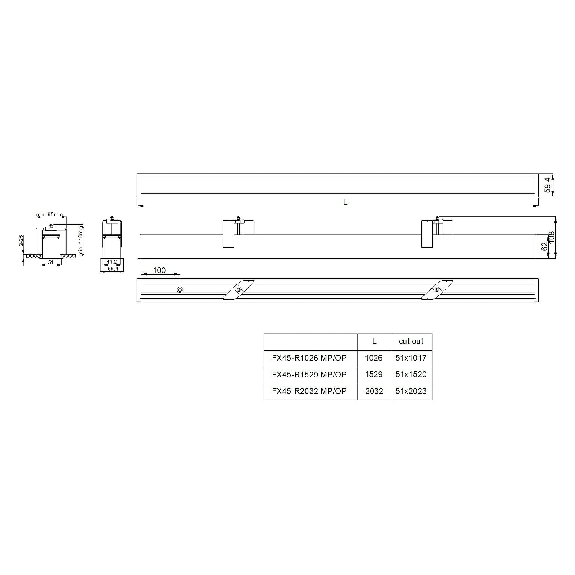 Glamox FX45-R1529 luminaire encastré, 3000 lm, 4000 K, à gradation DALI