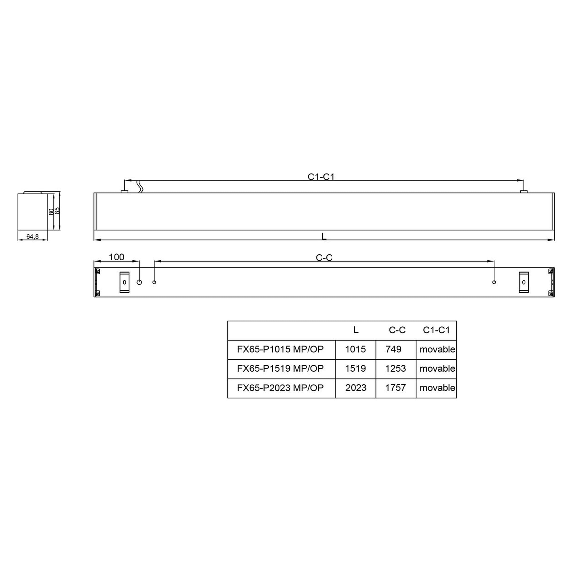 Glamox FX65-P1015 luminaire LED, 4100 lm, 4000 K, commutable