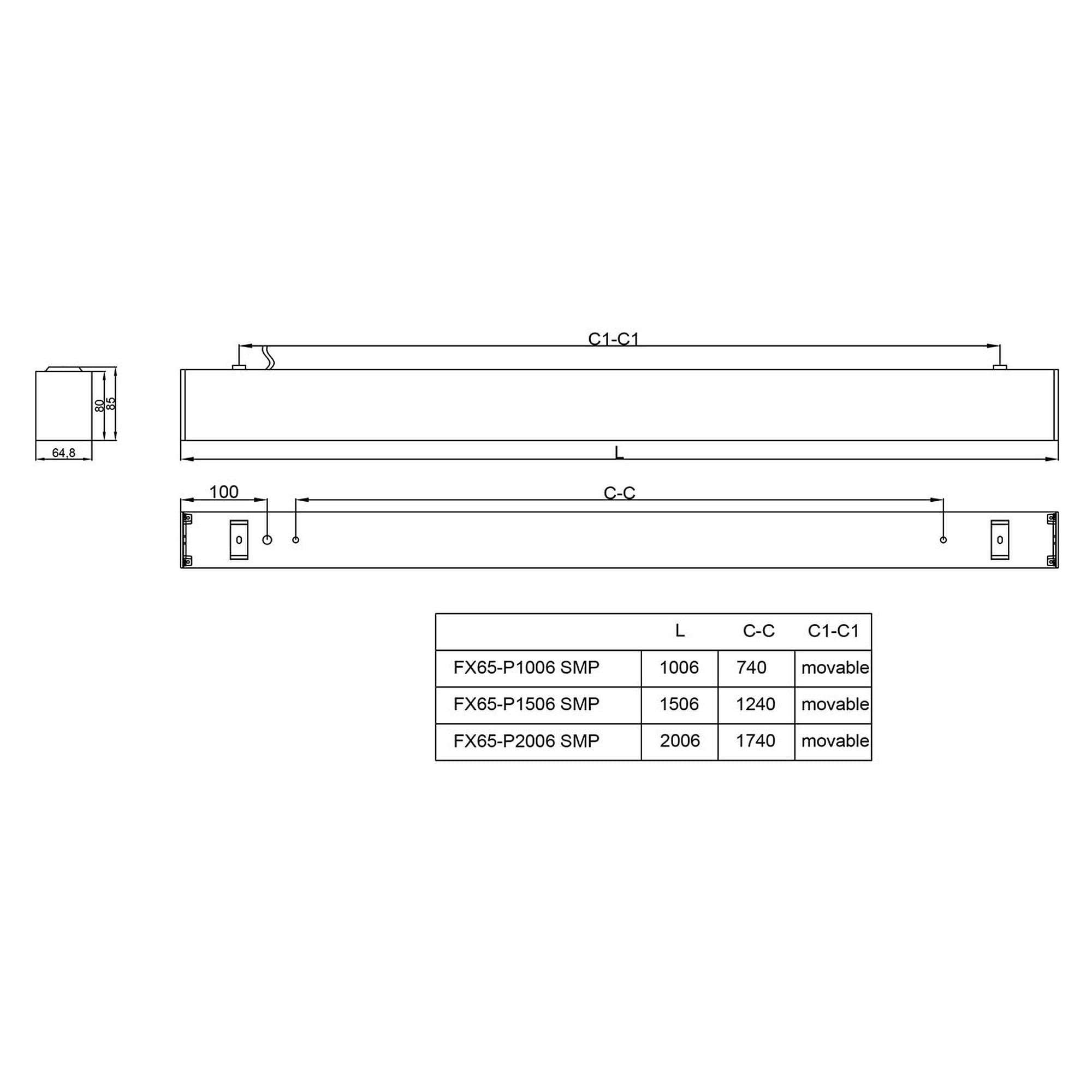 Glamox FX65-P1006 LED luminaire, 4000 lm, 4000 K, DALI dimmable