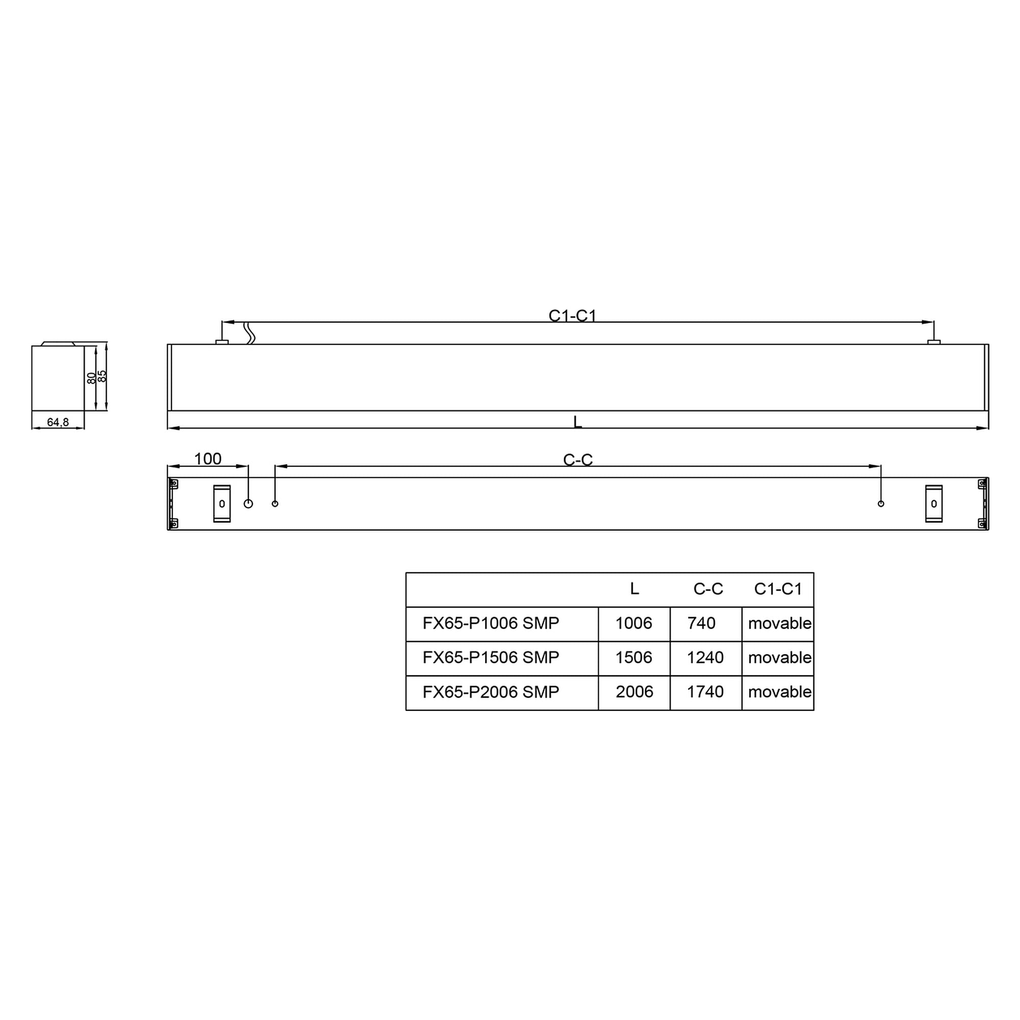 Glamox FX65-P1506 LED luminaire, 6000 lm, 4000 K, DALI dimmable