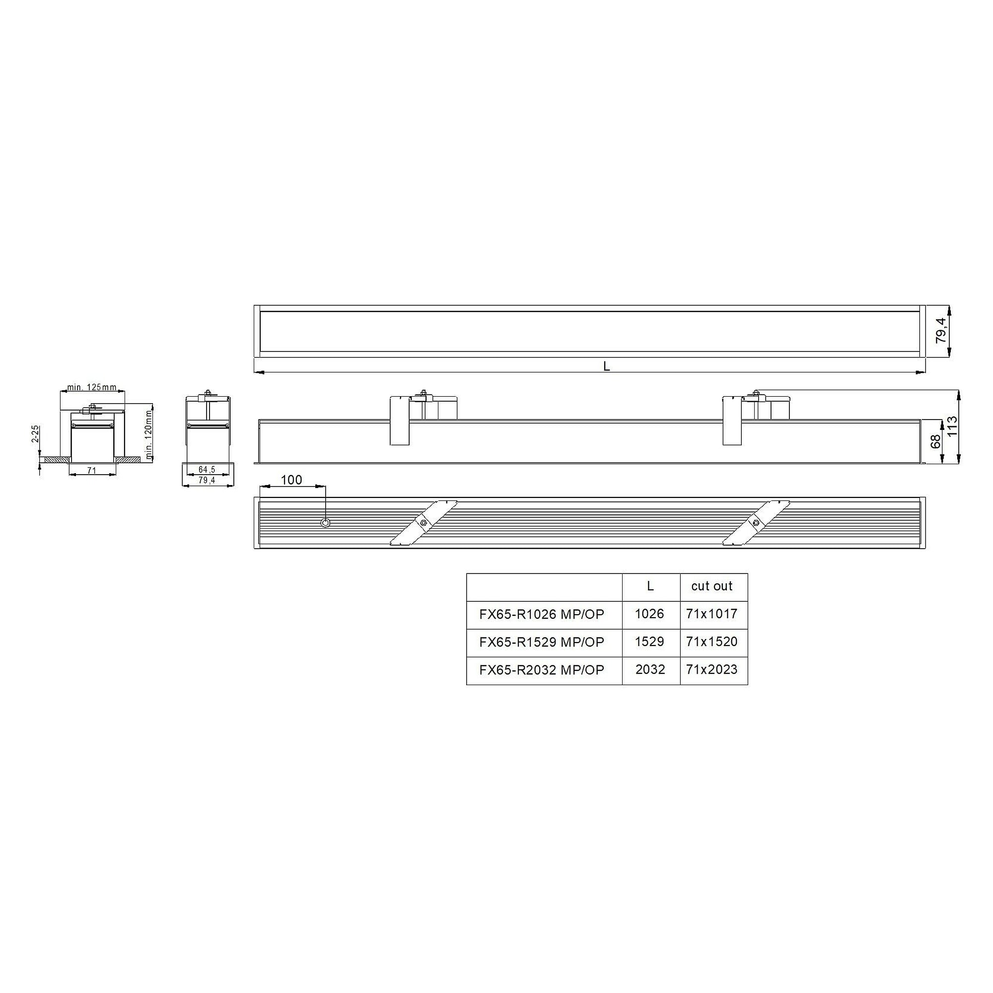 Glamox FX65-R1026 Einbauleuchte, 3000 lm, 4000 K, schaltbar