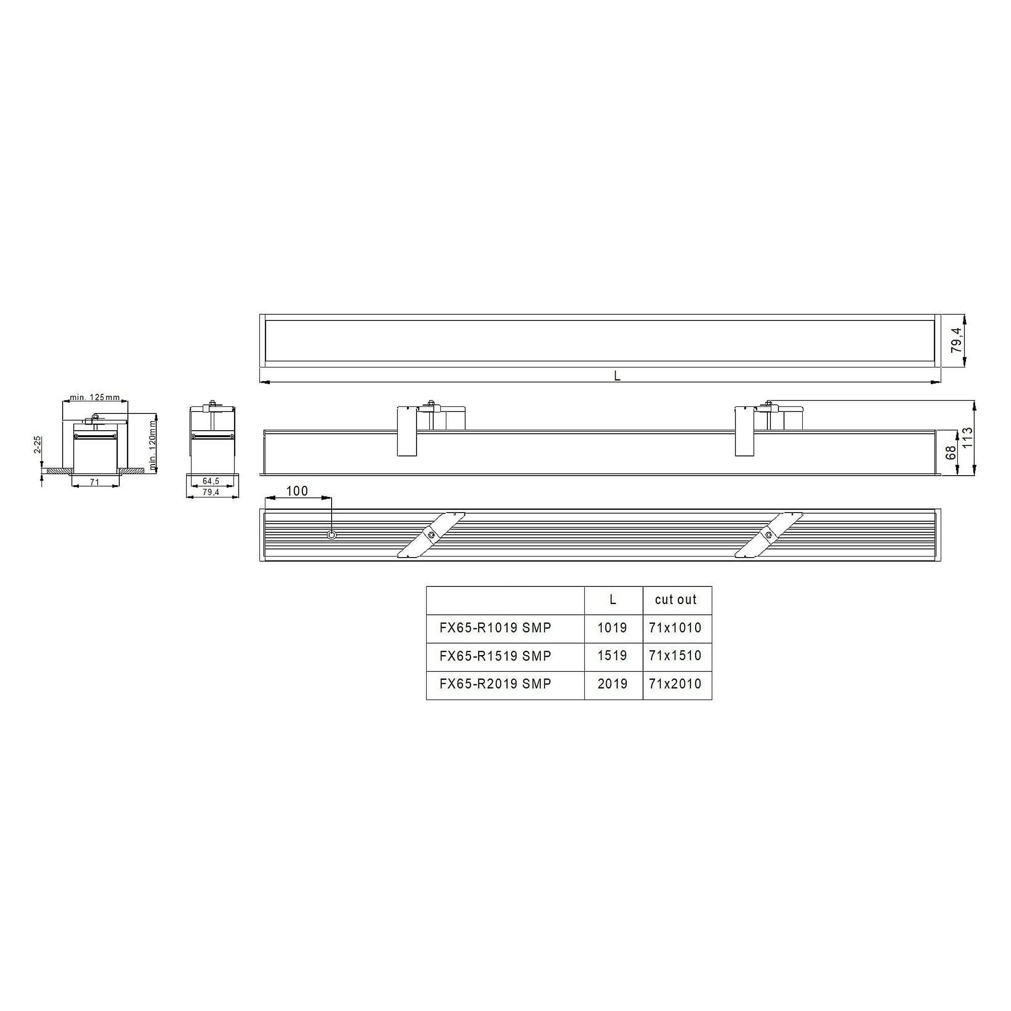 Glamox FX65-R1019 Einbauleuchte, 4000 lm, 4000 K, schaltbar