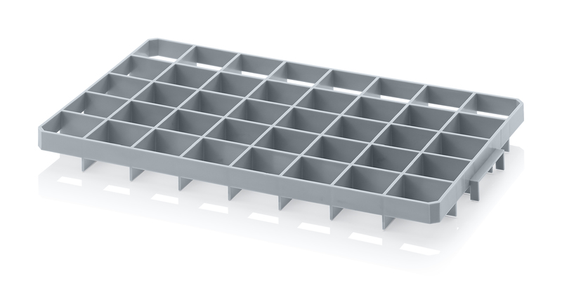 Gef 40 o. Box inserts for 60x40 cm Euro containers, 40 holes 6.7x6.7 cm top