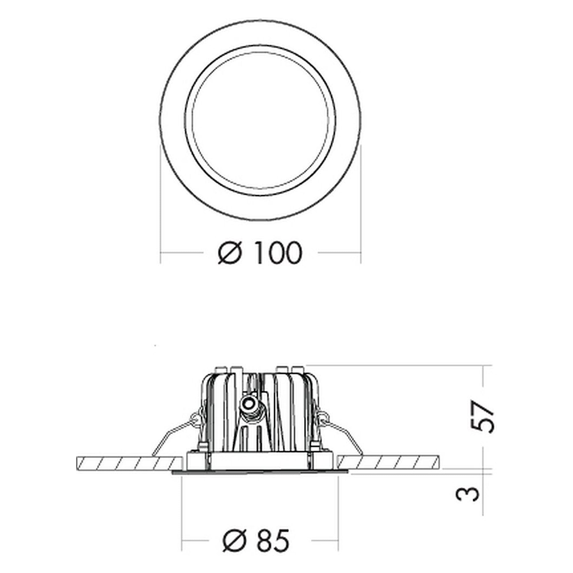 Glamox O69-R100 Downlight, 796 lm, 4000 K, schaltbar