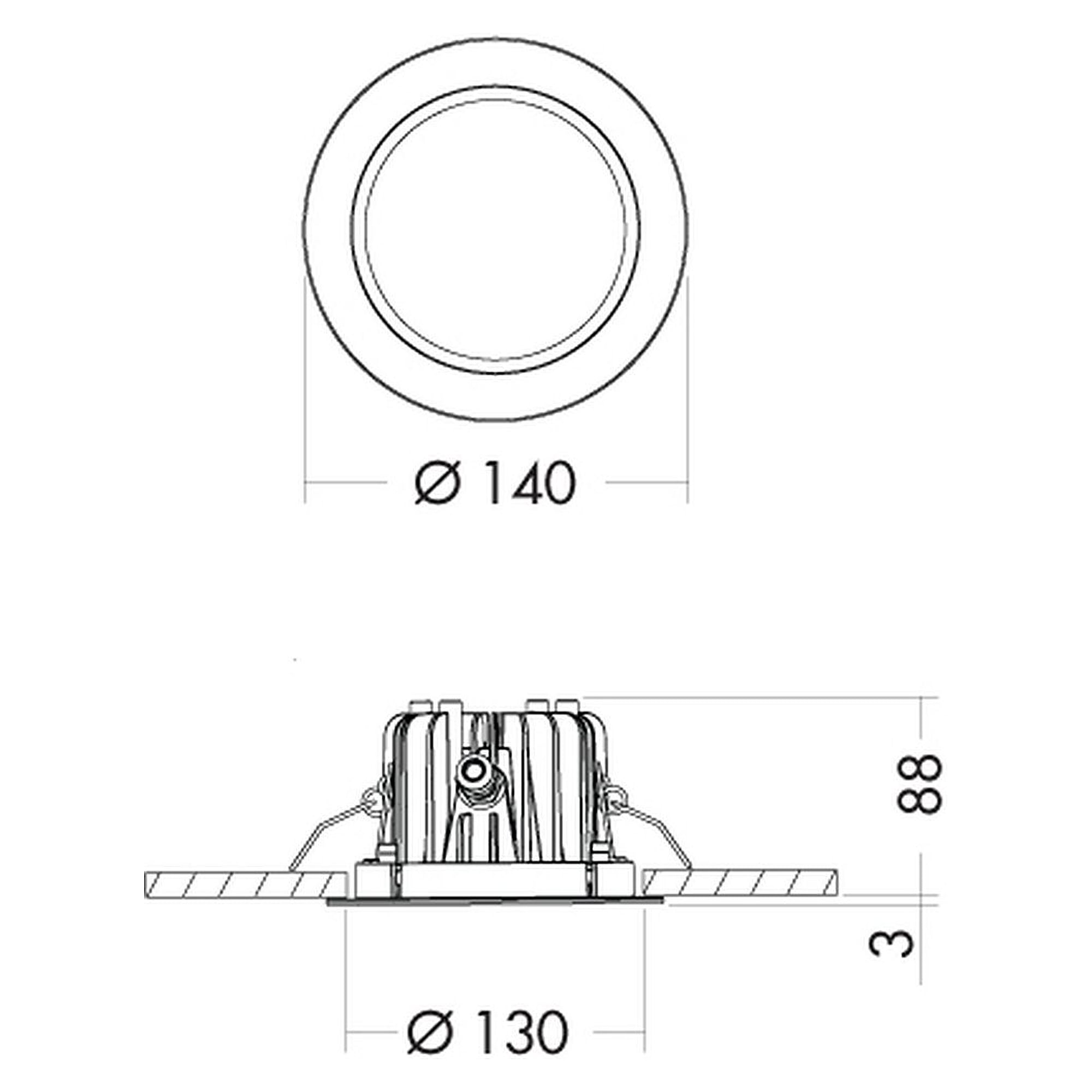 Glamox O69-R140 downlight, 2515 lm, 4000 K (Ra 90), commutable