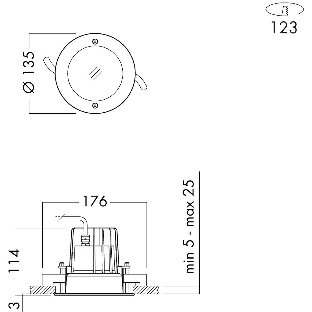 Glamox O67-R135 downlight, 1553 lm, 4000 K, switchable