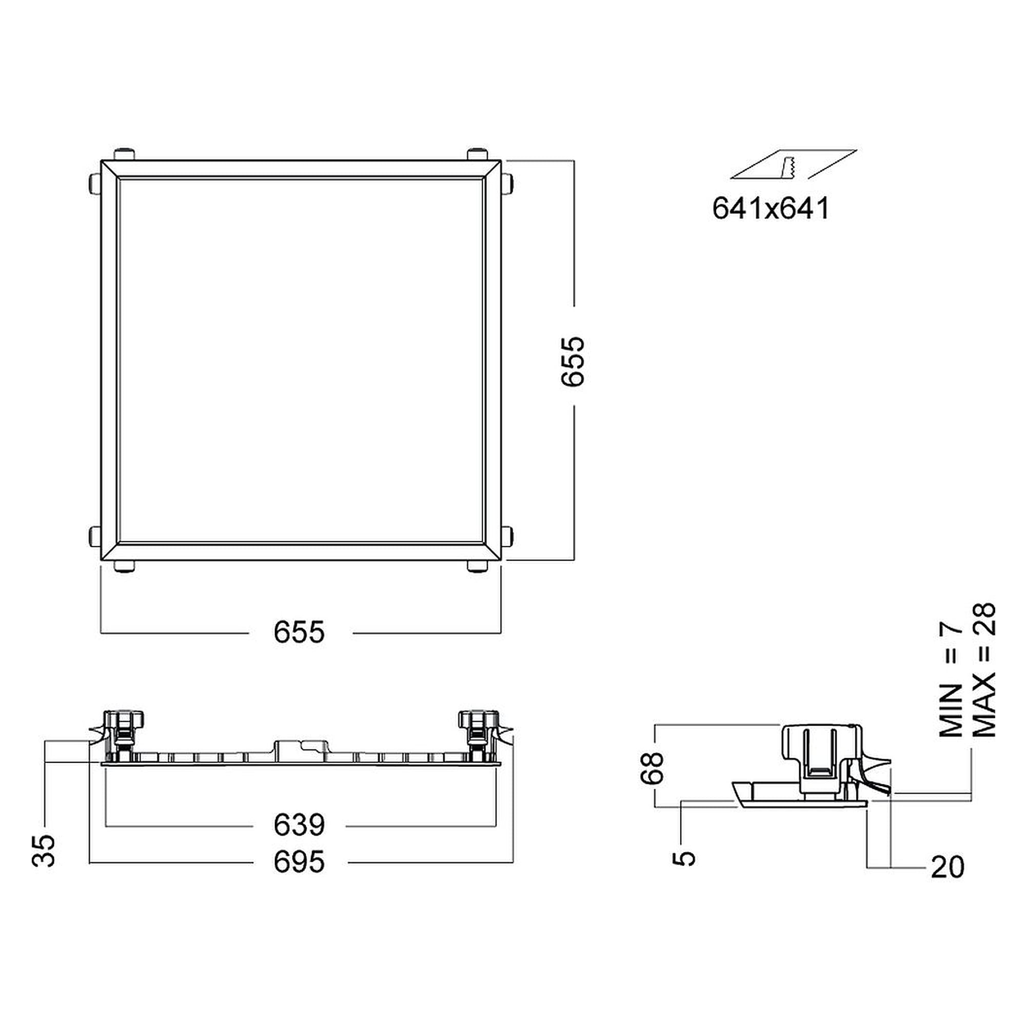 Glamox MNT FRAME PLASTERBOARD 625X625 (CUT OUT 641X641)