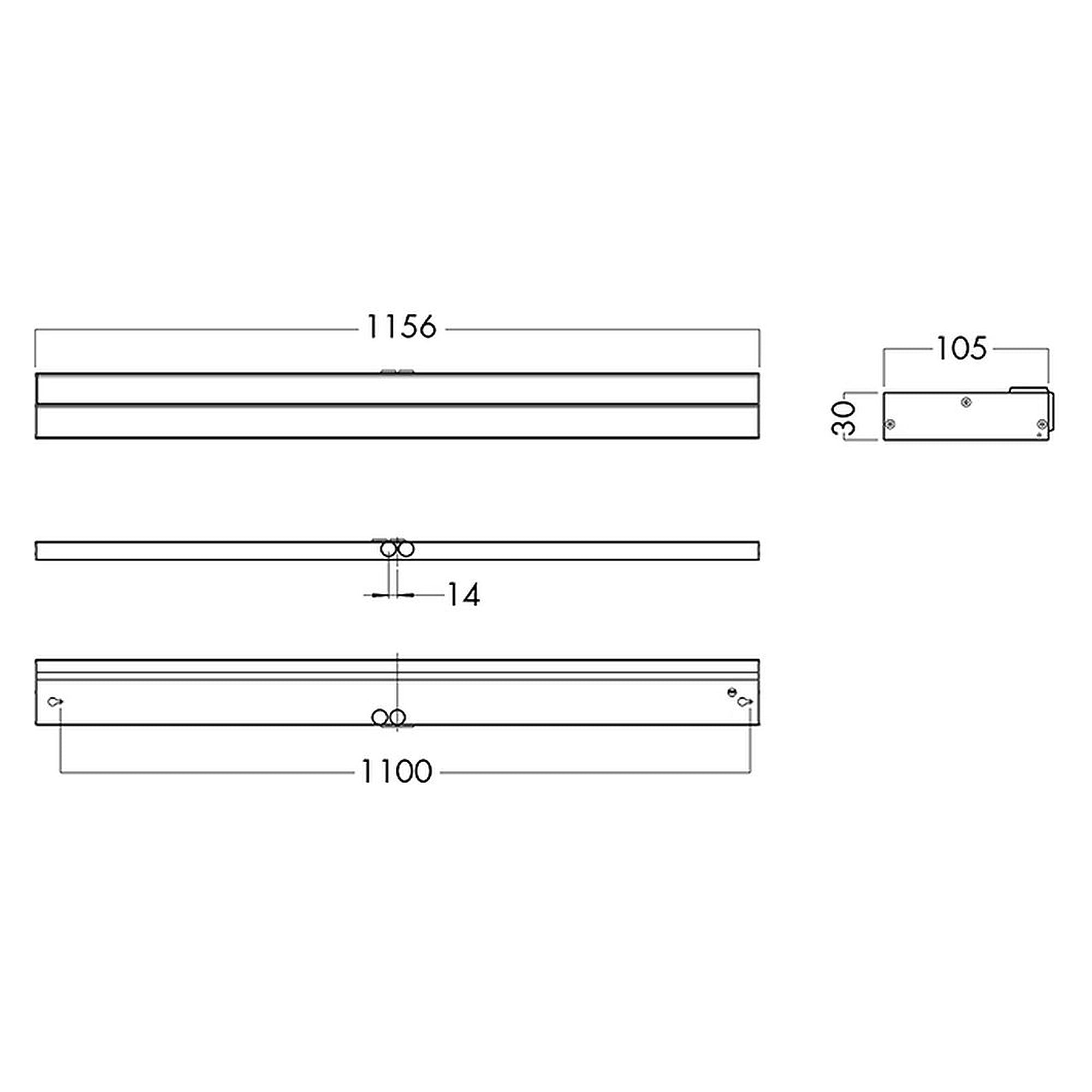 Glamox A41-W1200 decorative luminaire, 1642 lm, 3000 K, DALI dimmable