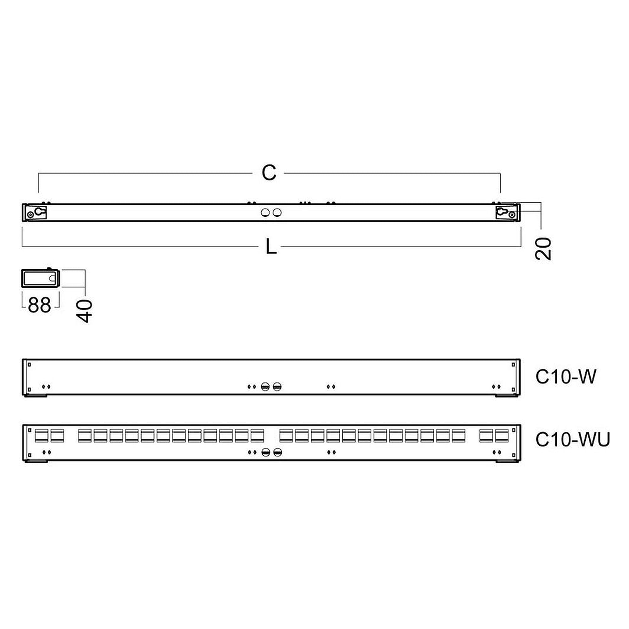 Glamox C10-W1474 indoor luminaire, 2311 lm, 4000 K, DALI dimmable