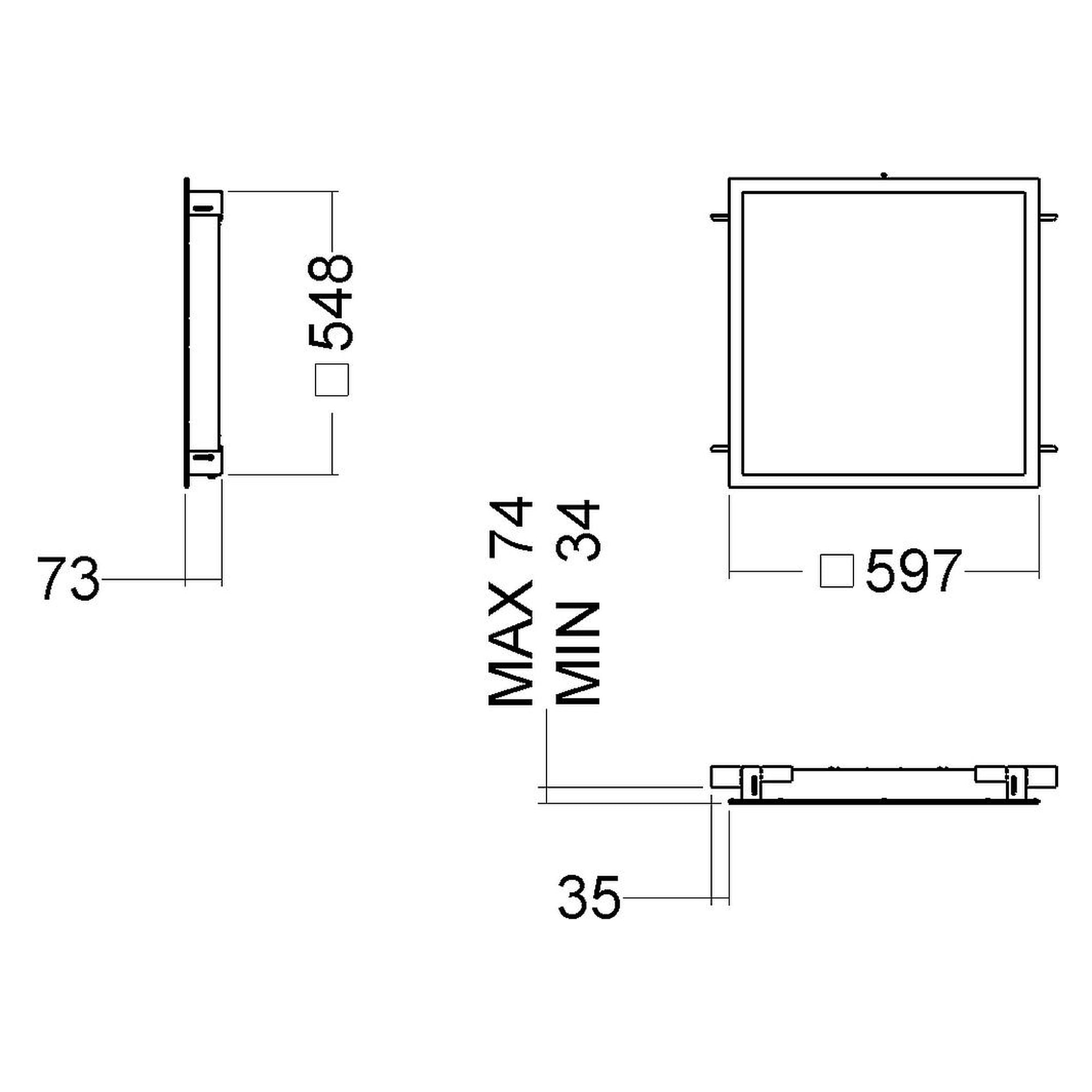 Glamox C63-R600x600 luminaire d'intérieur, 6327 lm, 4000 K, à gradation DALI