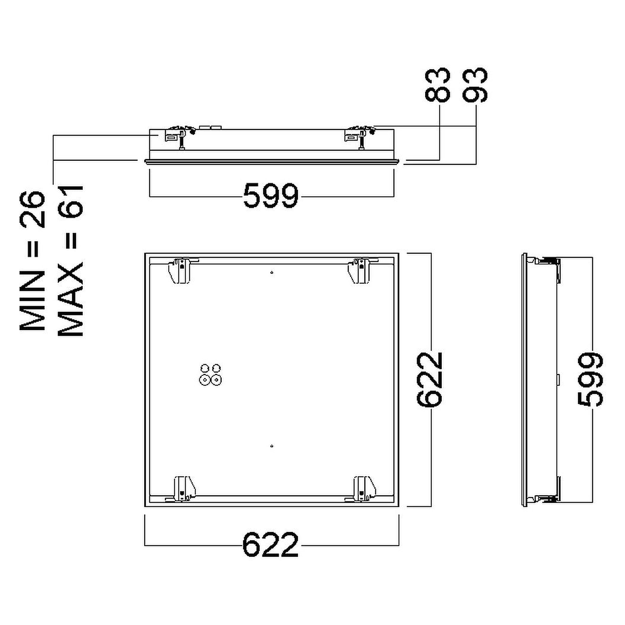 Glamox C64-R625X625 Innenraumleuchte, 5730 lm, 4000 K