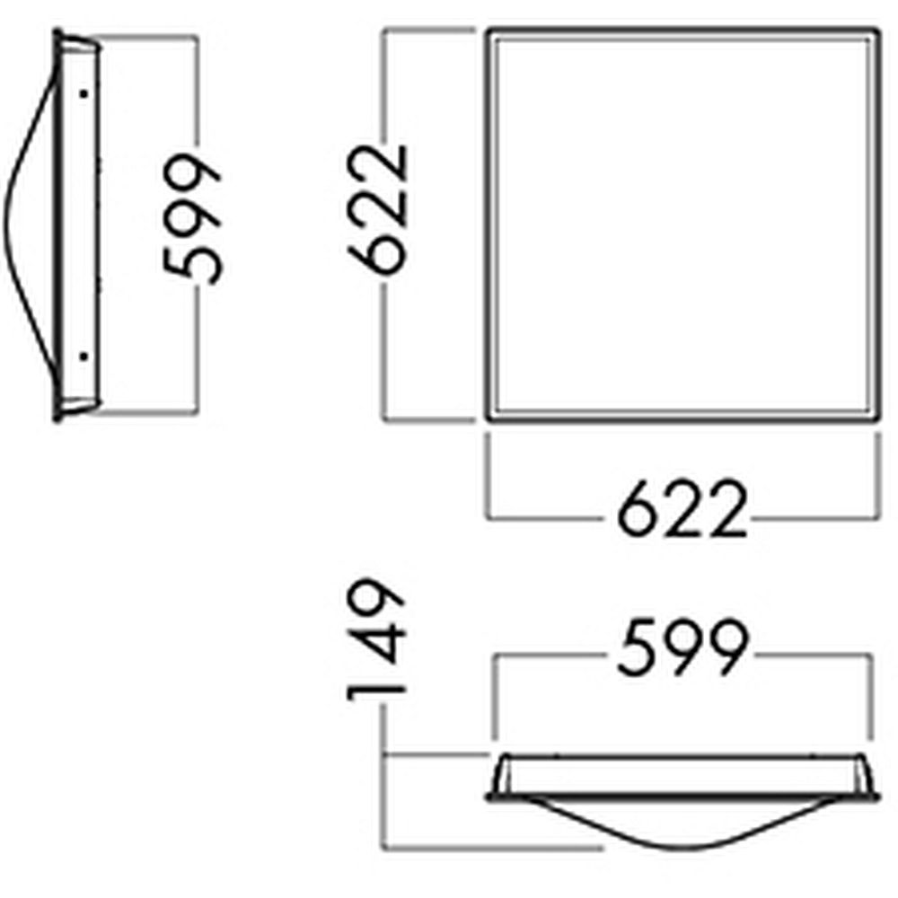 Glamox C90-R625x625 luminaire d'intérieur, 4228 lm, 4000 K, commutable